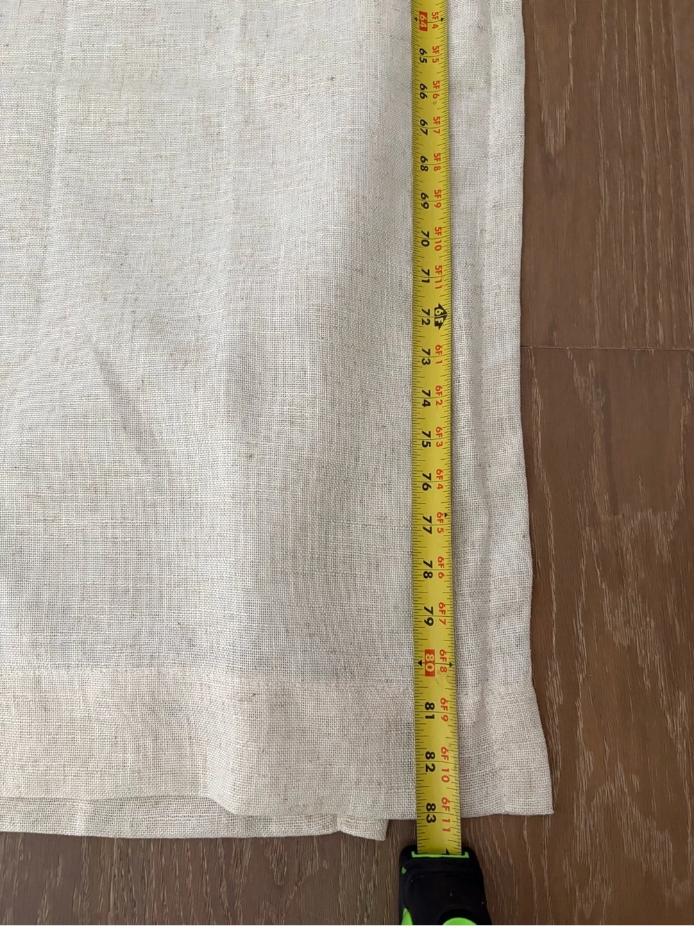 Pair of Tan & Cream Curtains w/ light blockout backing 48W by 83L.